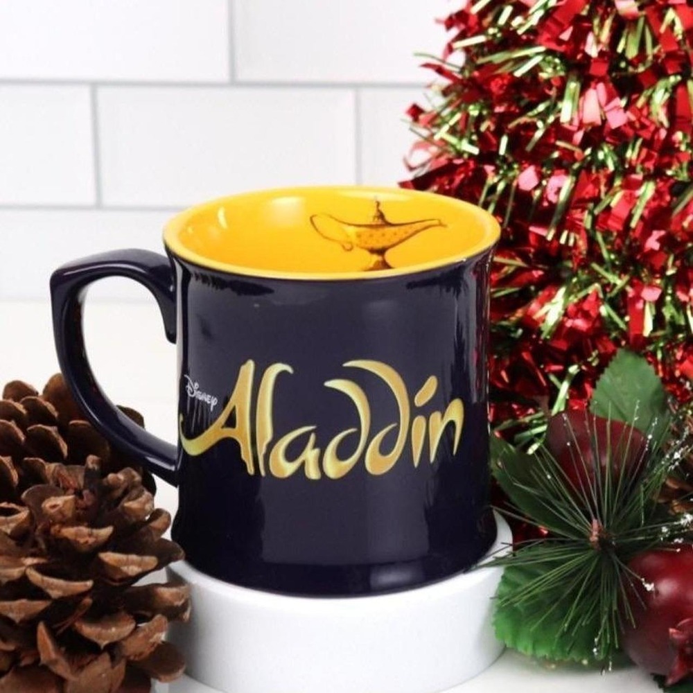 Disney Aladdin Coffee Mug Purple Yellow Magic Lamp Ceramic Dishwasher Safe Cup